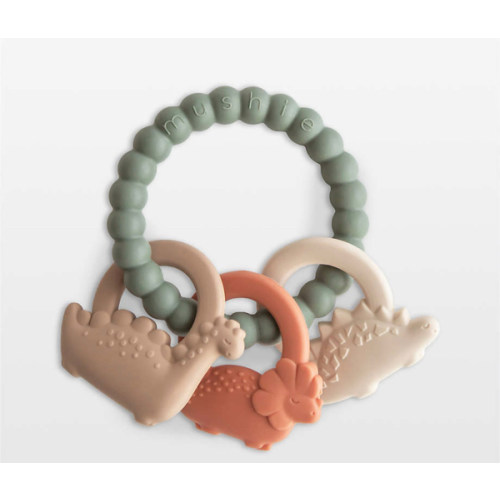 Mushie Dino Silicone Baby Teething Ring