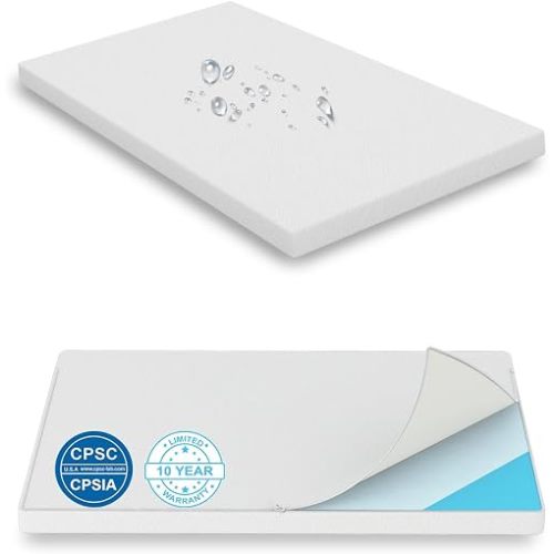 2"x27.5"x52" Mattress Topper, 27.5" Wx52 L Size with Super Soft Water-Resistant, Detachable & Machine Washable Cover, CertiPUR-US Certified Gel-Infused Memory Foam Pad, Pure White