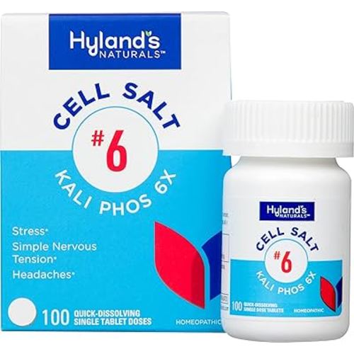 Hyland's No. 6 Cell Salt Kali Phos 6X Tablets, Relief of Headaches, and Simple Nervous Tension, Quick Dissolving Tablets, 100 Count