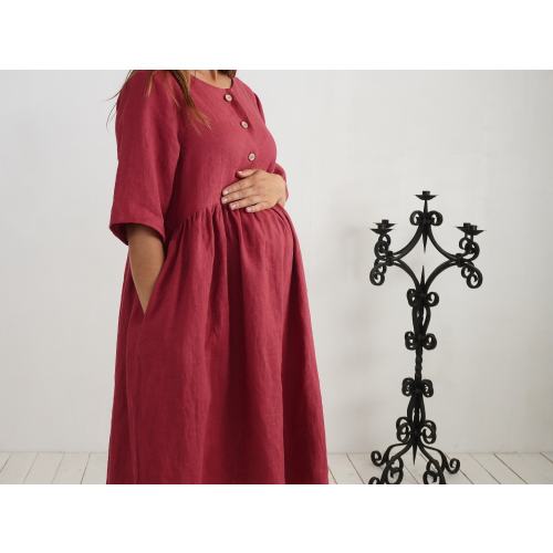 L - Linen breastfeeding dress.