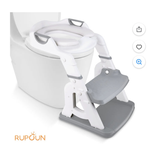 RUPOUN Potty Training Seat 2-in-1 with 2 Step Ladder Foldable and Adjustable Height