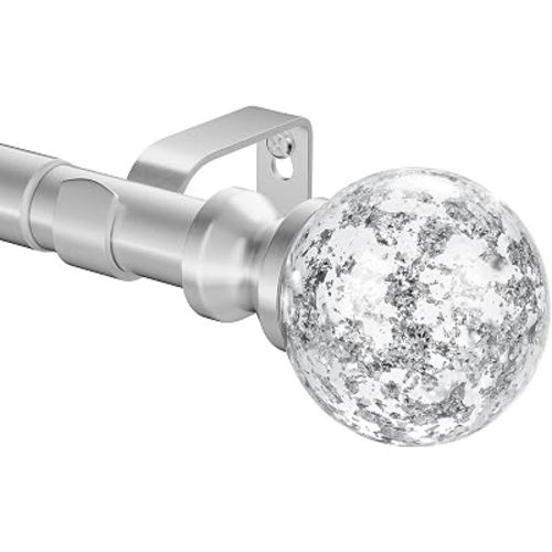 Silver Curtain Rod 36 to 88 Inch Decorative Window Treatment Rods
