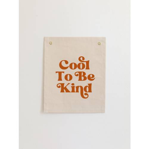 It’s Cool to Be Kind, Kindness is Cool Banner, Retro 70s Banner, Be Kind Boho Wall Art, Neutral Boho Apartment Décor, Be Kind Wall Hanging