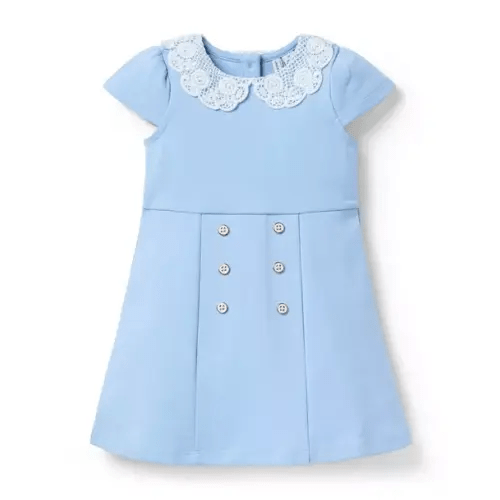 Girl Hazy Blue Lace Collar Ponte Dress by Janie and Jack