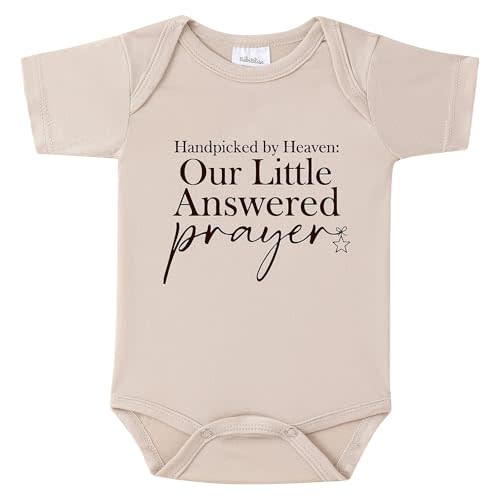 Handpicked by Heaven: Our Little Answered Prayer Baby Announcement Onesie, Funny Pregnancy Announcement Outfit for Grandparents to be,Baby Coming Soon Shower Reveal Idea Gift (oat)
