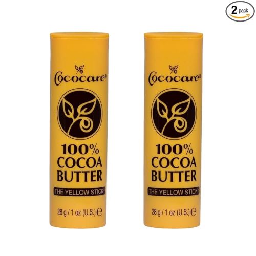 Cococare 100% Cocoa Butter Stick - All-Natural Cocoa Butter Emollient for Ultimate Skin Hydration & Protection - The Yellow Stick - (2 Pack)