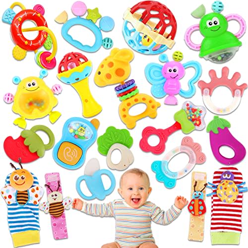 AZEN 20Pcs Baby Toys 6 to 12 Months, Baby Rattles 6-12 Months, Newborn Infant Toys 6-12 Month