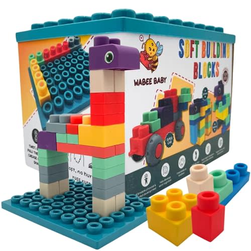 Big Soft Toddler Blocks 1-3, 40-Pieces with Baseboard for Building Stacking Playing and Booklet - Great Gift, Toys for Ages 2+, 2-3, 3-5 and 4-8 Boys, Girls