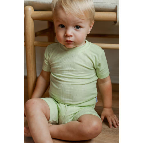 Keylime Ribbed Solid 2 Piece Bamboo Pajama Set