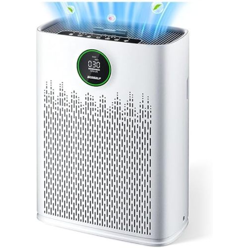 Air Purifiers for Home Large Room, Cover Up to 2400 Ft² with True HEPA Filter, Smart Mode, PM2.5 Air Quality Display, 22dB Sleep Mode, Aromatherapy with 2X-Purification, HAP603, White