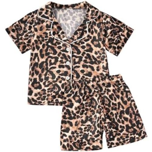 Kids Baby Girl Boy Satin Pajamas Set Button Down Sleep Shirt Top+Long Pants Bottoms Sleepwear Loungewear Clothes