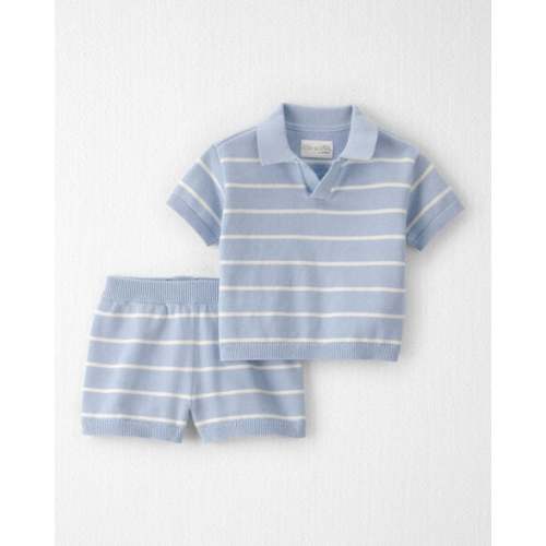 Baby Boy 2-Piece Organic Cotton Top & Short Set in Stripes - Little Planet (Size 9M)