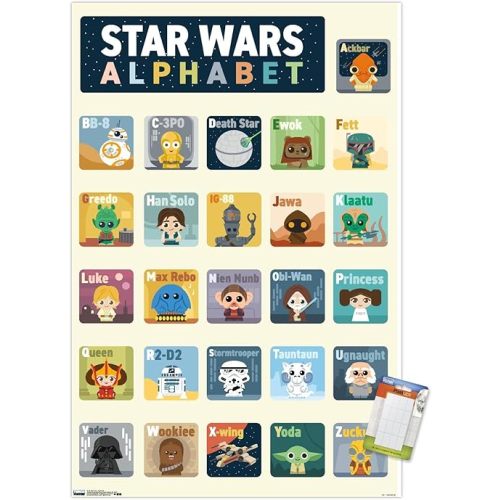 Trends International Star Wars: Saga - Alphabet Wall Poster, 14.725" x 22.375", Premium Poster & Mount Bundle
