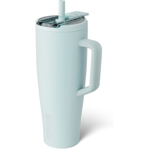 BrüMate Era Flip 40oz Tumbler with 100% Leakproof Covered Straw Lid | Hygienic Covered Straw | Insulated Stainless Steel Water Bottle with Handle | Cup Holder Friendly | BPA-Free (Blue Agave)