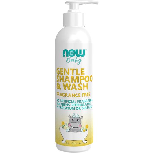NOW Baby, Gentle Shampoo & Wash, Fragrance Free with No Artificial Fragrance, Parabens, Phthalates, Petrolatum or Sulfates, 8-Ounce