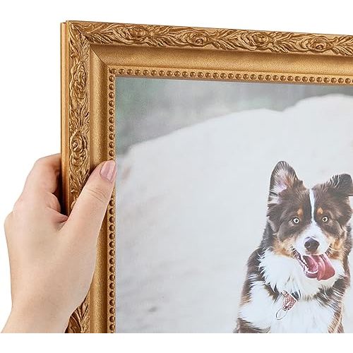 ArtToFrames 24x36 Frame, Wood Picture Frame 24 x 36 Inch Poster Frame | Bright Gold | Custom Poster Frame with Economy Acrylic & Backing | Elegant Decor for Photos Diplomas Art or Puzzles