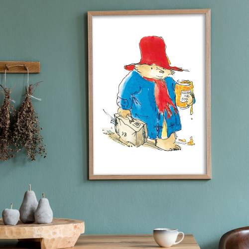 Paddington Bear Classic Print - Suitcase and Marmalade Illustration Wall Art Print