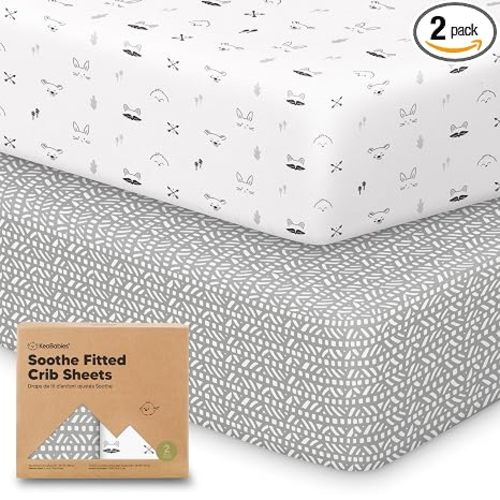 KeaBabies 2-pk Organic Cotton Crib Sheets for Boys Girls 52x28 (Nordic) | Fitted Crib Mattress Sheet Neutral, Breathable Cover for Baby Bed Set, Toddler Mattress, Soft & Cute Prints