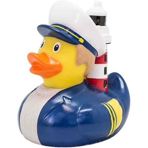 Lighthouse and Ship Captain Rubber Duck Bath Toy, Collectible, Party Favor, Dashboard Decoration