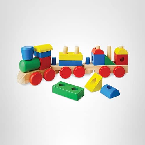 Melissa & Doug Stacking Train - Classic Wooden Toddler Toy (18 pcs)