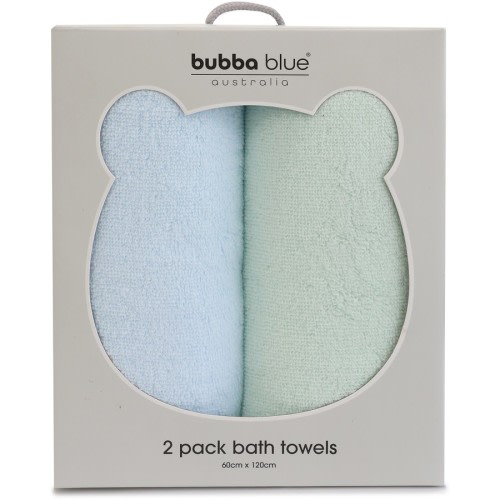Bubba Blue Nordic Bath Towels 2 Pack - Sky/Avocado