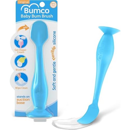 Bumco Baby Bum Brush - Flexible Diaper Cream Spatula Applicator (Blue)