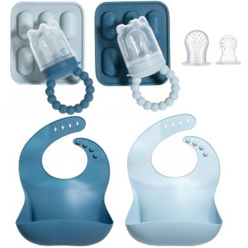 Silicone Baby Fruit Feeders and Baby Bibs Set - First Stage Baby Must-Haves, Gum-Friendly, BPA-Free, Easy to Clean Feeding Accessories for Infants