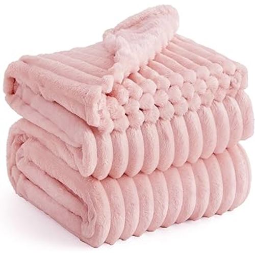 Bedsure GentleSoft Coral Pink Fleece King Blanket for Couch - Super Soft Cozy Blankets for Women, Cute Small Blanket for Girls, 108x90 Inches