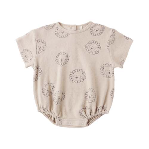 Quincy Mae Relaxed Short Sleeve Bubble Romper - Lion