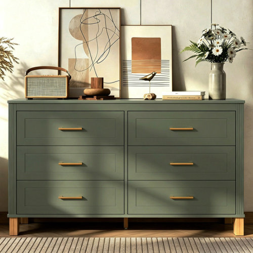Latitude Run® Heavy-Duty Wooden 6-Drawer Double Dresser | Wayfair