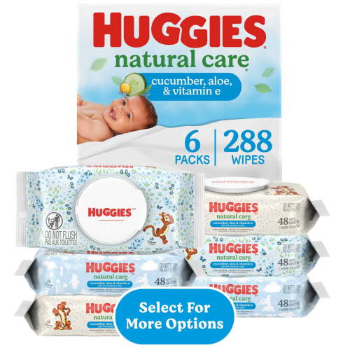 Huggies Natural Care Baby Wipes, Scented, 6 Pack, 288 Ct, Hypoallergenic, Dermatologist Tested