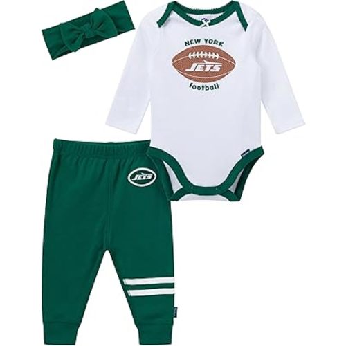 Gerber NFL baby-girls 3-piece Onesie Bodysuit, Pants & Headband Set