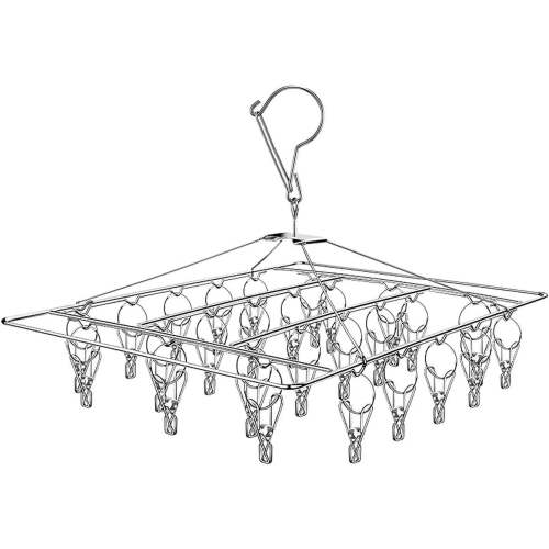 Non-rusting Drying Rack, Heavy Duty Stainless Steel Space Saver For Underwear, Bras, Baby Clothes, Non-magnetic Multipurpose Drying Rack With Windproof Hooks, Perfect For Indoor