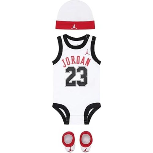 Michael Jordan Jumpman 3 Pc Infant Set (0-6 Months, (0836) White/Red)