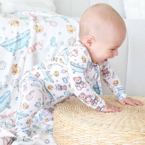 Bathtime Besties Zipper Footie | Blue