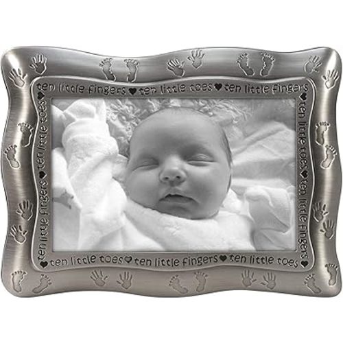Malden International Designs Ten Little Fingers, Ten Little Toes Pewter Picture Frame, 4x6, Silver