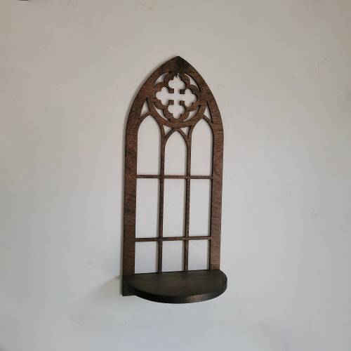 Large Gothic Window Shelf- Unique Cathedral Wood Shelves for Plants, Candles, and Treasures- Ideal Home Decor Gift