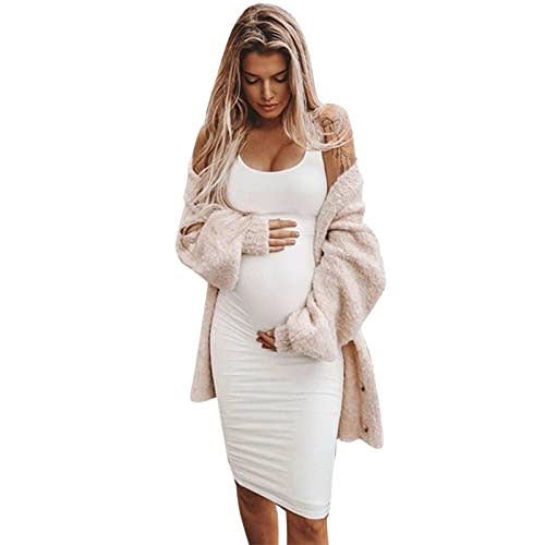 Dkygxwt Womens Maternity Casual Sleeveless Solid Color Crew Neck Tanks Dress Pregnancy Sexy Bodycon Dresses