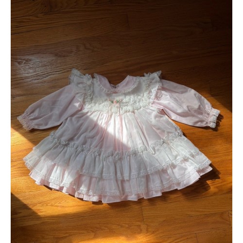 Vintage Bryan Toddler Baby Dress Size 24 Months Pink And White