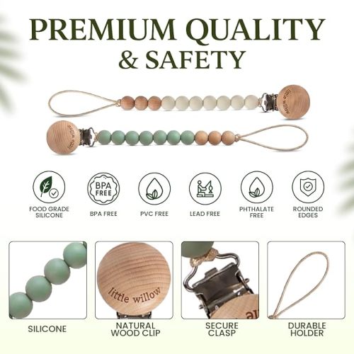 Pacifier Clip & Holder Set, 4-Piece