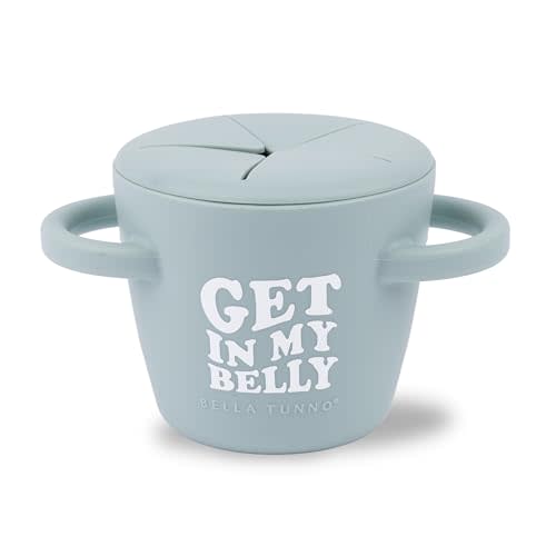 Bella Tunno Happy Snacker, Get in my Belly | No Spill Snack Cup for Babies & Toddlers, Soft Silicone Snack Container, BPA Free, Easy to Hold & Use