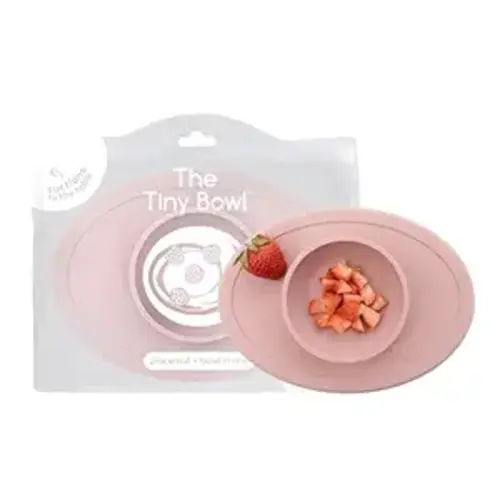 ezpz Tiny Bowl (Blush) - 6 Months+ - 100% Silicone Suction Placemat + Bowl for Infants - Fits All Highchair Trays - Baby-Led Weaning Supplies