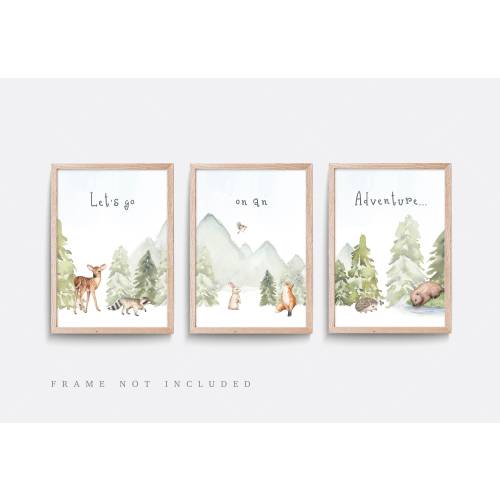 Woodland Nursery Prints: Mountain Adventure, Set of 3