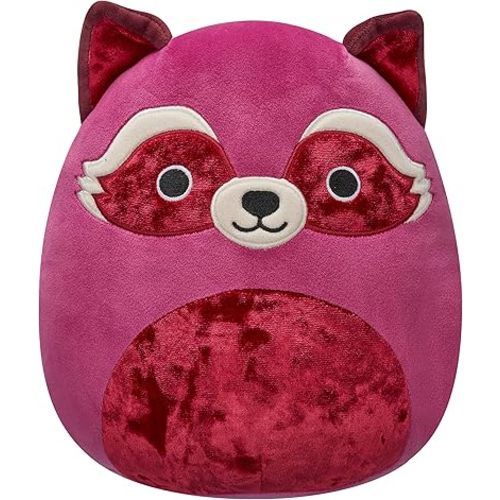 Squishmallows Original 8in Olivieri The Maroon Raccoon with Velvet Accents – Official Jazwares Plush (Little)