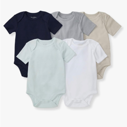 Burt's Bees Baby Bodysuits, Short Sleeve and Long Sleeve One-Pieces, 100% Organic Cotton, Pack of 5