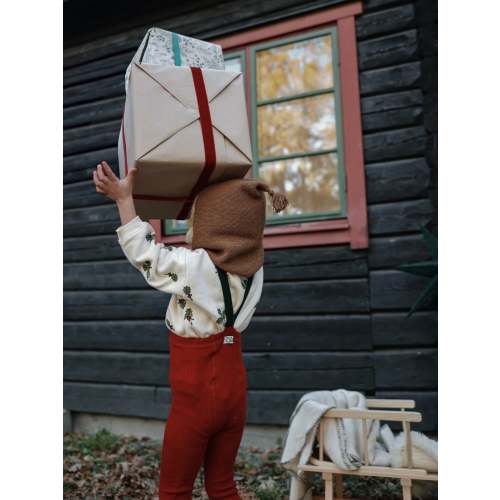 Maple Leaf Tights with Dark Forest Green Braces | Organic Zoo