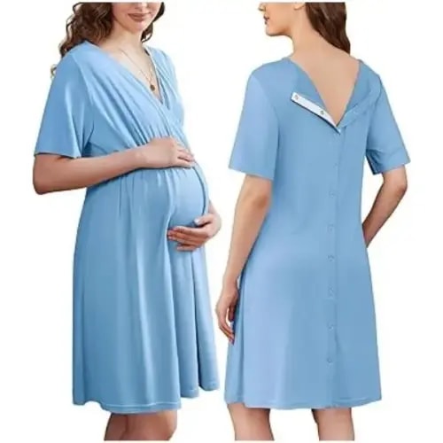 Labor and Delivery Gown for Hospital Short Sleeve Maternity Nursing - TikTok Shop