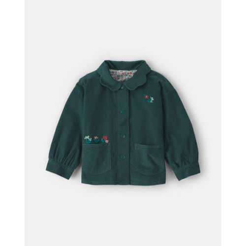 Toddler Girl Flower Embroidered Corduroy Jacket - Green | Carter's