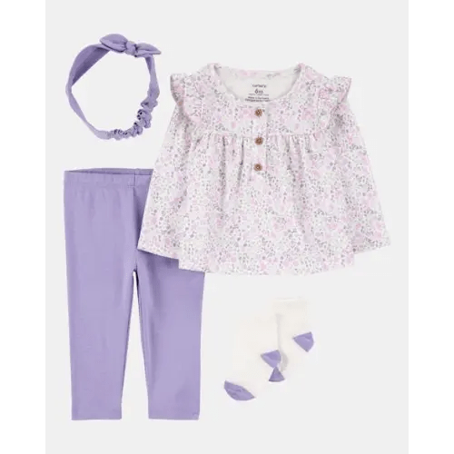 Baby Girl 4-Piece Floral Outfit Set - Purple | Carter's