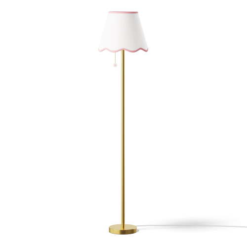 Mainstays Kids 58" Antique Brass Daisy Floor Lamp with White Scalloped Shade
